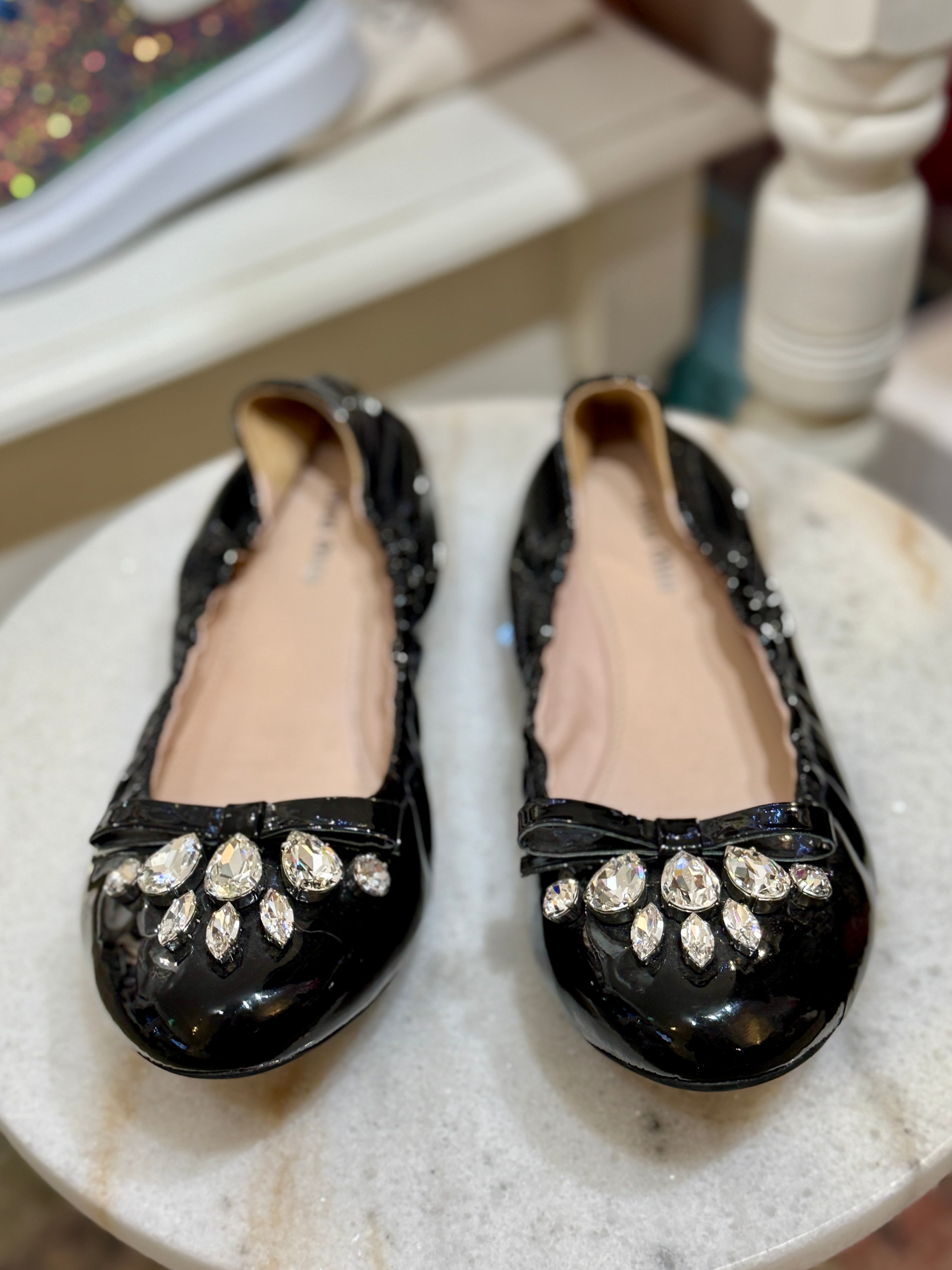 Sepatu Miu Miu Miu Patent Leather Flats Miu Miu Patent Leather