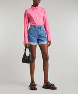 FRAME Oversize Vacation Pink Cotton Shirt SzL