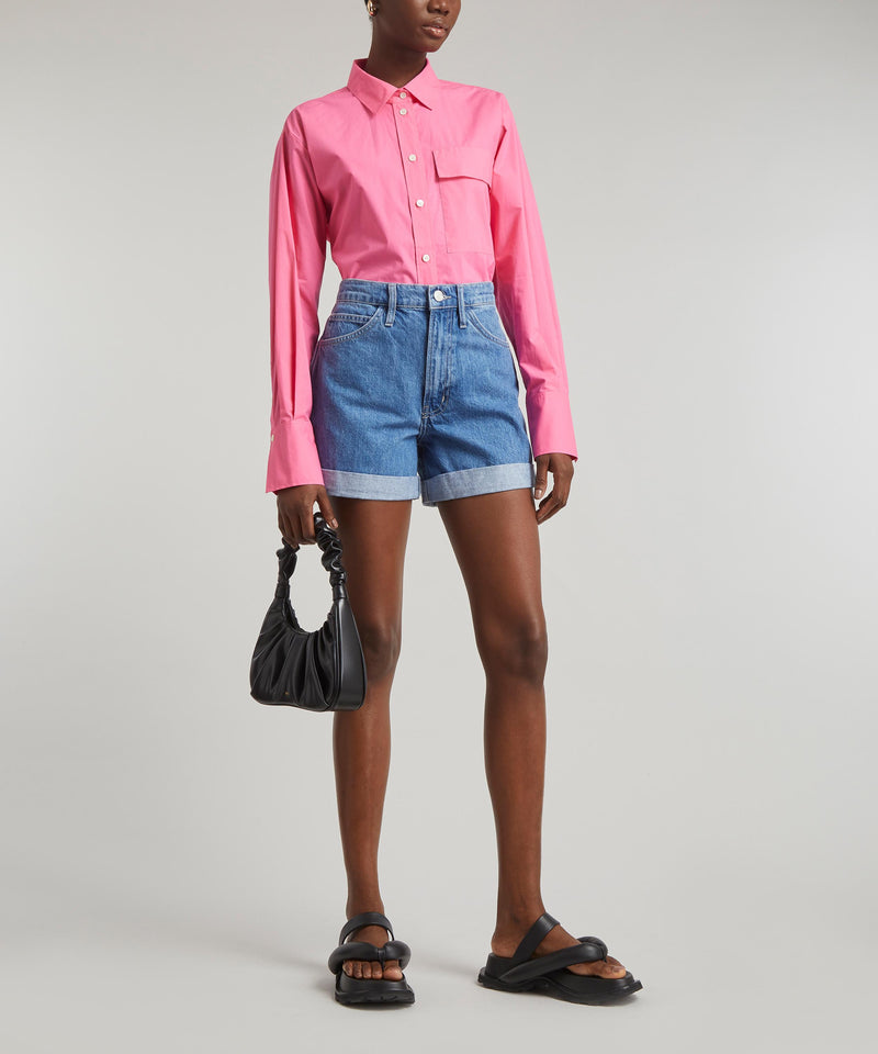 FRAME Oversize Vacation Pink Cotton Shirt SzL