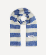 ACNE Wool Blend Stripe Scarf - Blue White