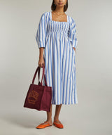 GANNI Cotton Smock Dress - Blue Stripe Sz38 NZM