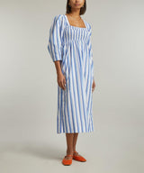 GANNI Cotton Smock Dress - Blue Stripe Sz38 NZM