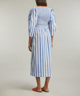 GANNI Cotton Smock Dress - Blue Stripe Sz38 NZM