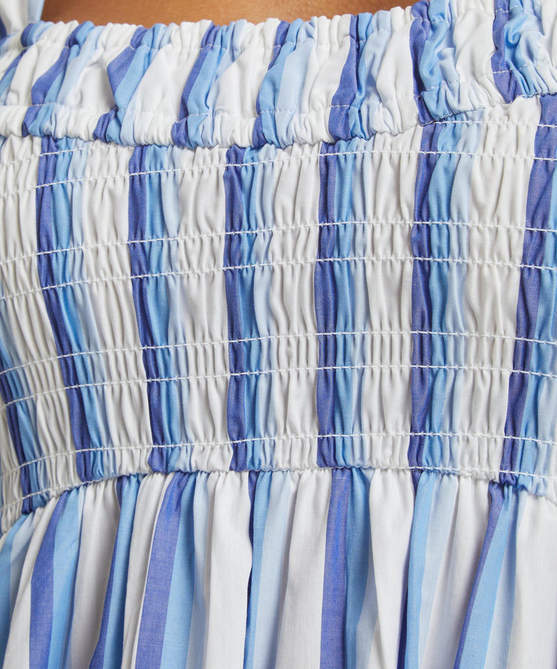 GANNI Cotton Smock Dress - Blue Stripe Sz38 NZM