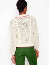 BODEN Embroidered Cotton Cardigan - Ivory SzM