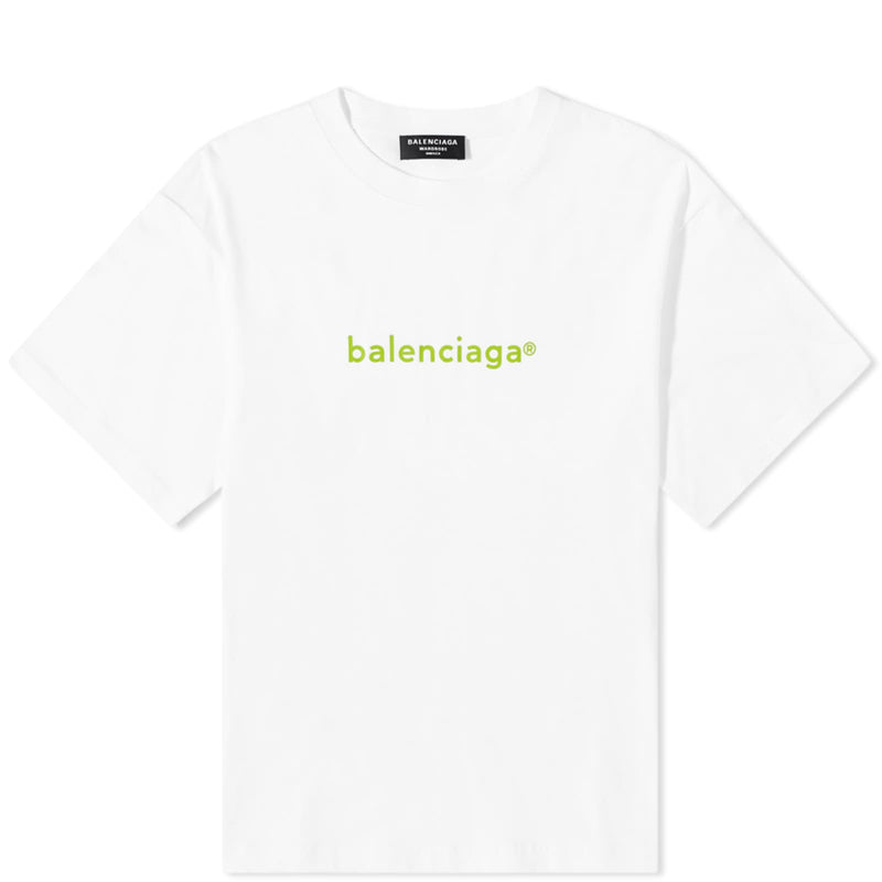 BALENCIAGA Copyright Logo T Shirt Lime Small Bunnies