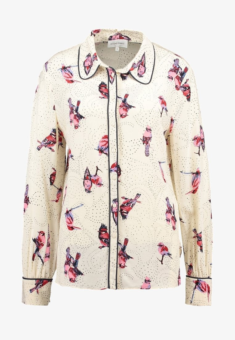 SECOND FEMALE Bird Print Shirt - Cream SzS