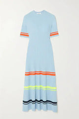 VICTORIA BECKHAM Ruffle Hem Knit Dress - Blue SzM
