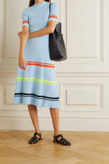 VICTORIA BECKHAM Ruffle Hem Knit Dress - Blue SzM