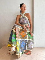 ALEMAIS Trippy Troppo Halter Midi Dress - Multi Sz12