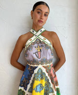 ALEMAIS Trippy Troppo Halter Midi Dress - Multi Sz12