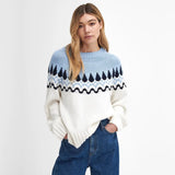 BARBOUR Kingsford Fairisle Crewneck - Ecru/Blue Sz14