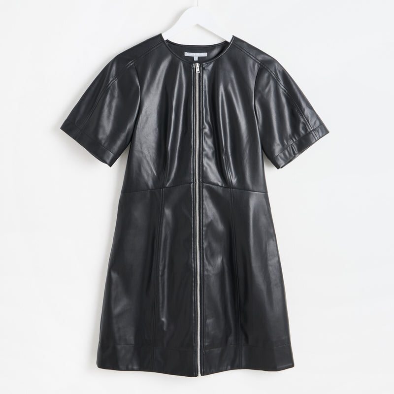 OLIVER BONAS Faux Leather Mini Dress - Black Sz10