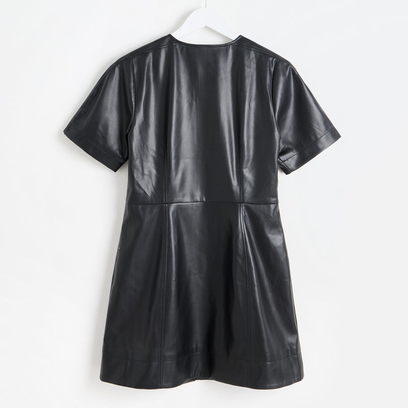 OLIVER BONAS Faux Leather Mini Dress - Black Sz10