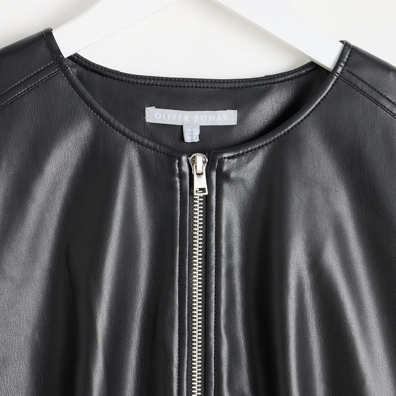 OLIVER BONAS Faux Leather Mini Dress - Black Sz10