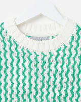OLIVER BONAS Striped Textured Knitted Vest - Green Sz10