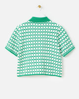 OLIVER BONAS Collared Knitted Top - Green Check SZ16