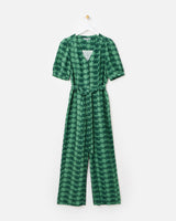 OLIVER BONAS V-Neck Tie Waist Jumpsuit - Green Sz8