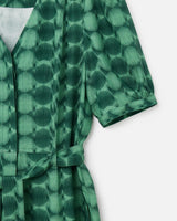 OLIVER BONAS V-Neck Tie Waist Jumpsuit - Green Sz8