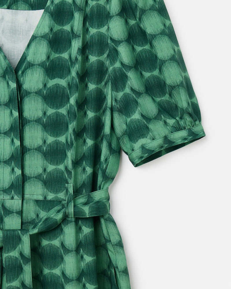 OLIVER BONAS V-Neck Tie Waist Jumpsuit - Green Sz8