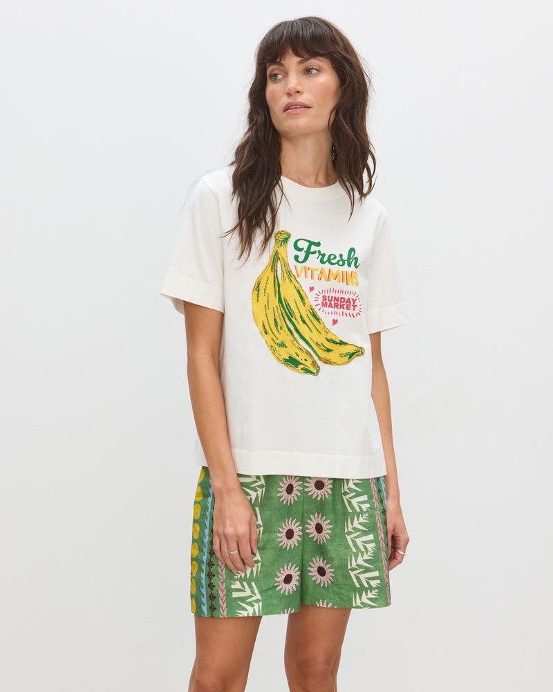 OLIVER BONAS Beaded Banana Graphic T-Shirt - White Sz16