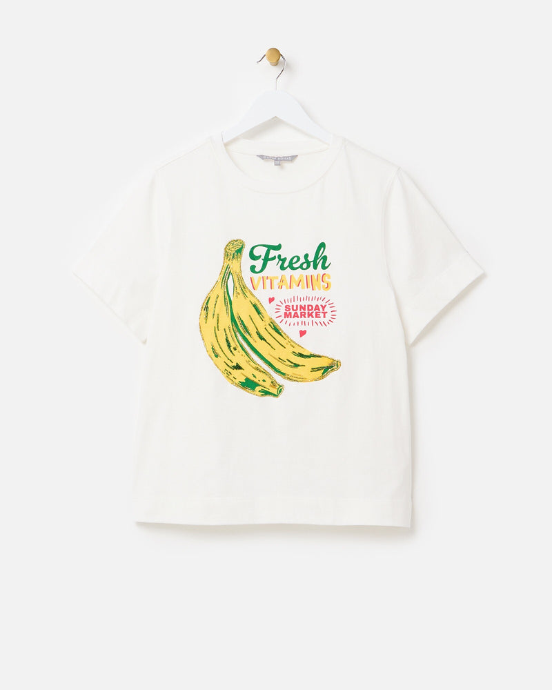 OLIVER BONAS Beaded Banana Graphic T-Shirt - White Sz16