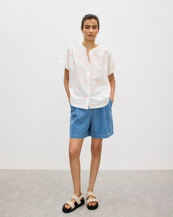 OLIVER BONAS Sun Embroidered Shirt - White Sz16