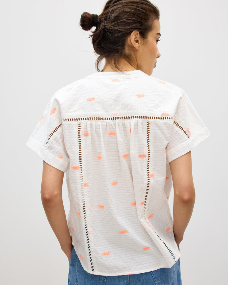 OLIVER BONAS Sun Embroidered Shirt - White Sz16