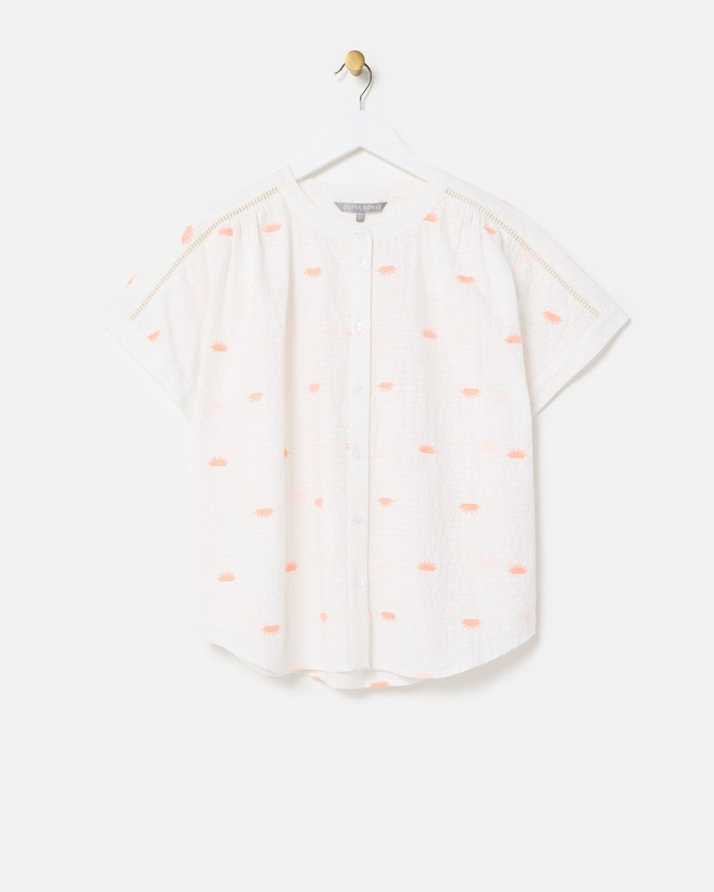 OLIVER BONAS Sun Embroidered Shirt - White Sz16