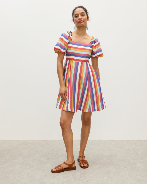OLIVER BONAS Puff Sleeve Mini Dress - Multicoloured Sz10