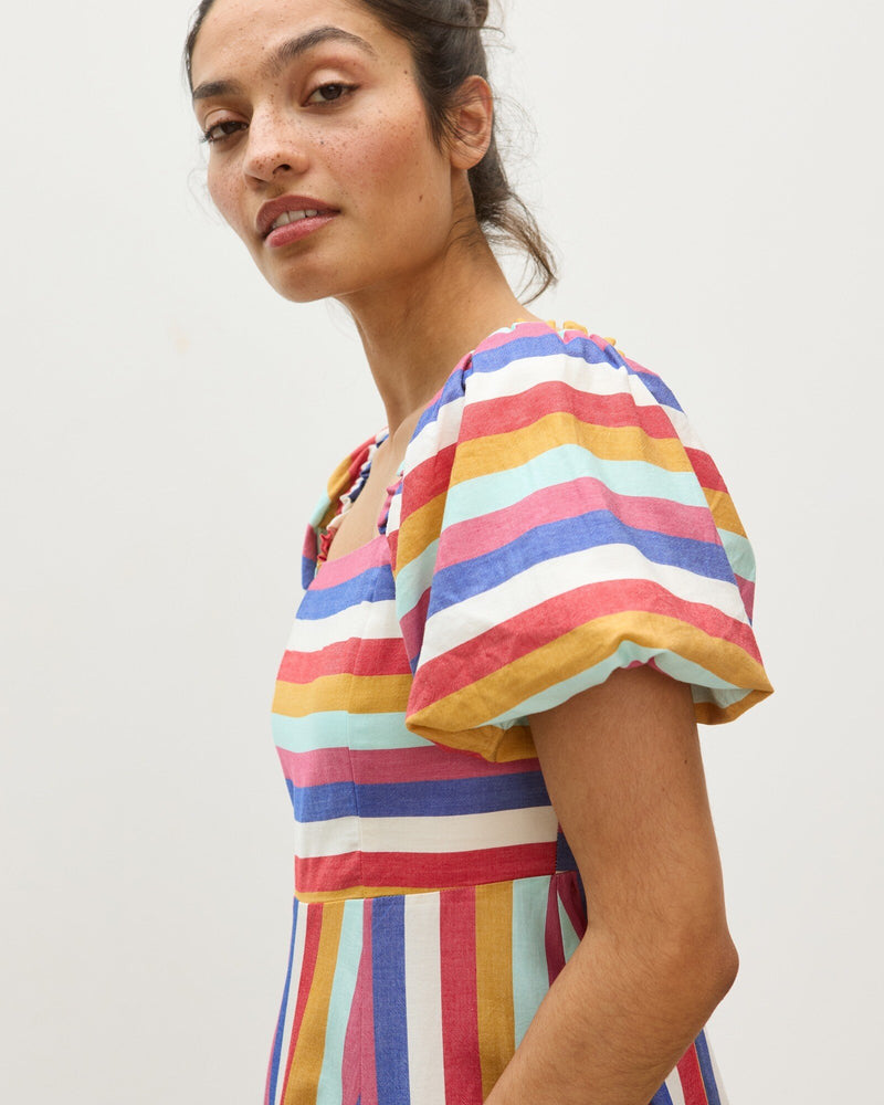 OLIVER BONAS Puff Sleeve Mini Dress - Multicoloured Sz10