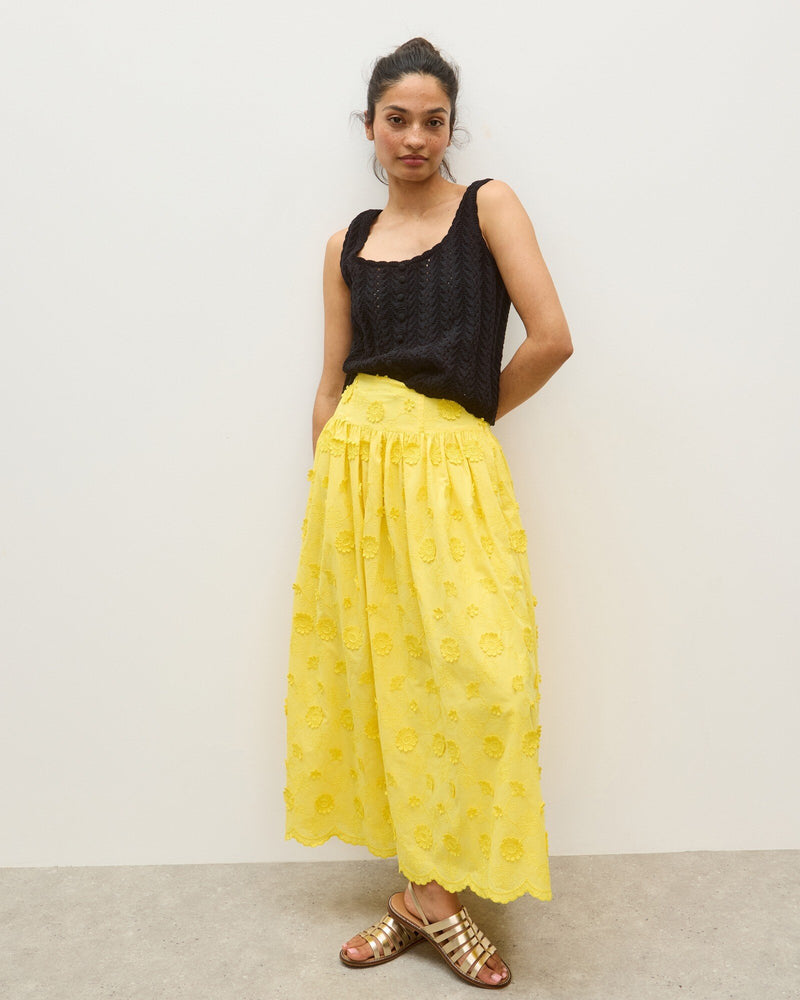 OLIVER BONAS Textured Midi Skirt - Yellow Sz10
