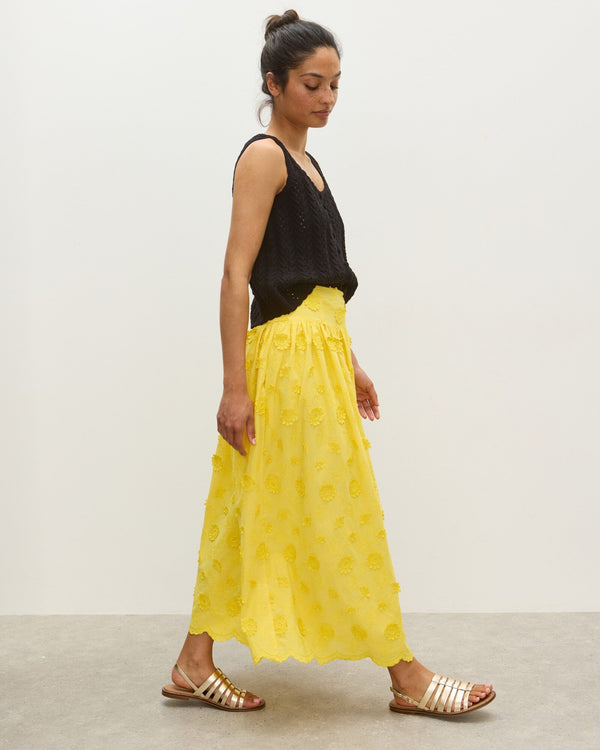 OLIVER BONAS Textured Midi Skirt - Yellow Sz10