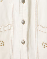 OLIVER BONAS Beaded Flower Denim Waistcoat - Ecru Sz12
