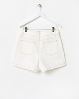 OLIVER BONAS Beaded Flower Denim Shorts - Ecru Sz10