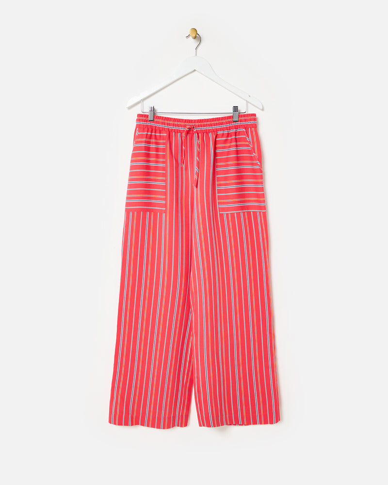 OLIVER BONAS Striped Wide Leg Trousers - Red & Blue