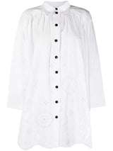 GANNI Long Sleeve Cotton Broderie Anglaise Dress - Bright White Sz32 NZ6