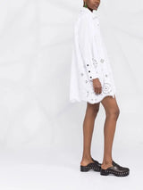 GANNI Long Sleeve Cotton Broderie Anglaise Dress - Bright White Sz32 NZ6