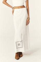 BA&SH Lermaid Embroidered Maxi Skirt - White Sz36 NZ Small