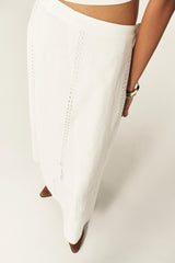 BA&SH Lermaid Embroidered Maxi Skirt - White Sz36 NZ Small