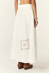 BA&SH Lermaid Embroidered Maxi Skirt - White Sz36 NZ Small
