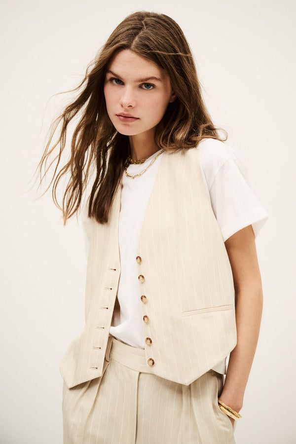 BA&SH Patsy Waistcoat - Beige Sz1 NZ8