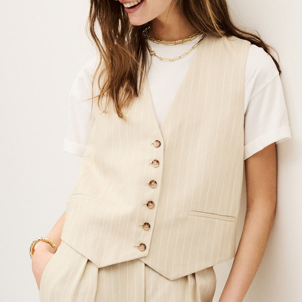 BA&SH Patsy Waistcoat - Beige Sz1 NZ8