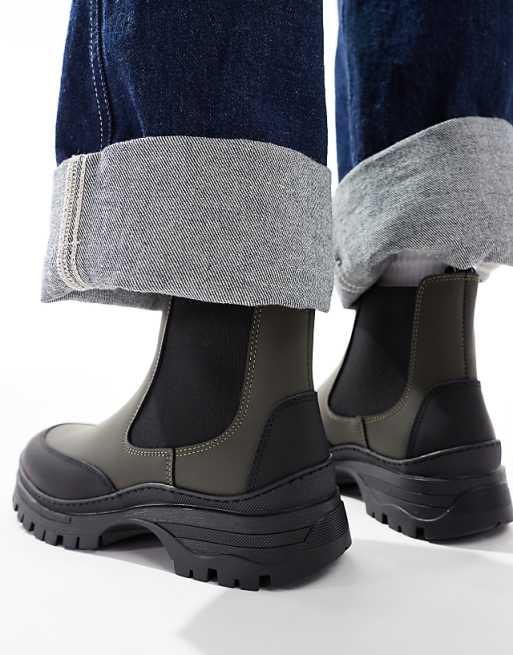BARBOUR INTERNATIONAL Morgan Leather Chelsea Boot - Olive/Black  EU41