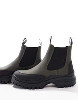 BARBOUR INTERNATIONAL Morgan Leather Chelsea Boot - Olive/Black  EU41