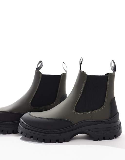 BARBOUR INTERNATIONAL Morgan Leather Chelsea Boot - Olive/Black  EU41