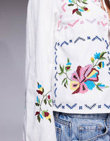 RIVER ISLAND Embroidered Tie Front Shirt - White Sz10