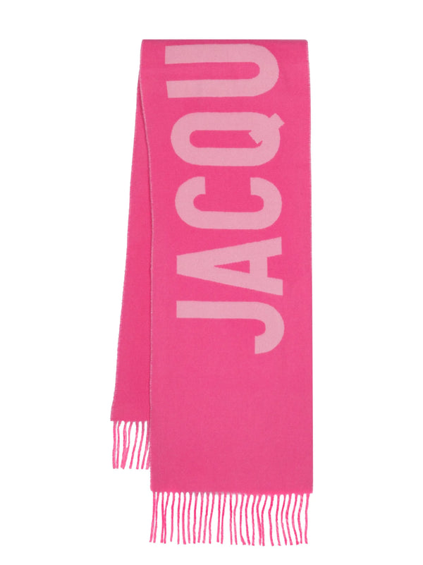 JACQUEMUS Logo Virgin Wool Scarf - Pink