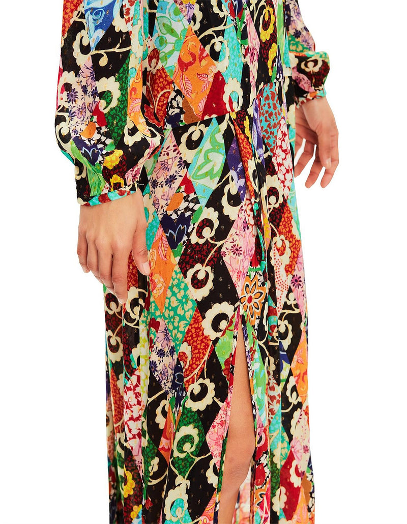 RIXO LONDON Autumn Patchwork Midi Dress - Multi Print Sz10