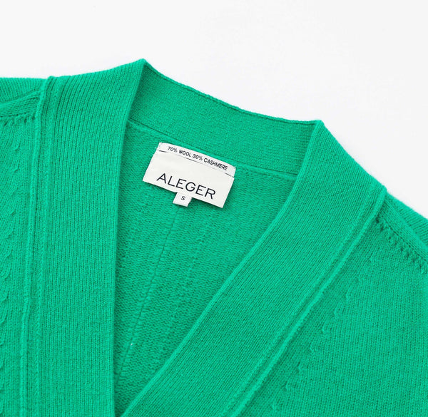 ALEGER N.99 Cashmere Blend Hi-Low Oversize Cardigan - Kelly Green SzL